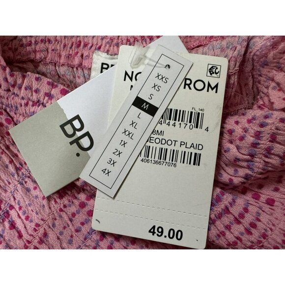 Romper Pink Geodot Plaid Smocked Bodice & Straps Pull-On Nordstrom B.P. Sz M NEW - Picture 5 of 5